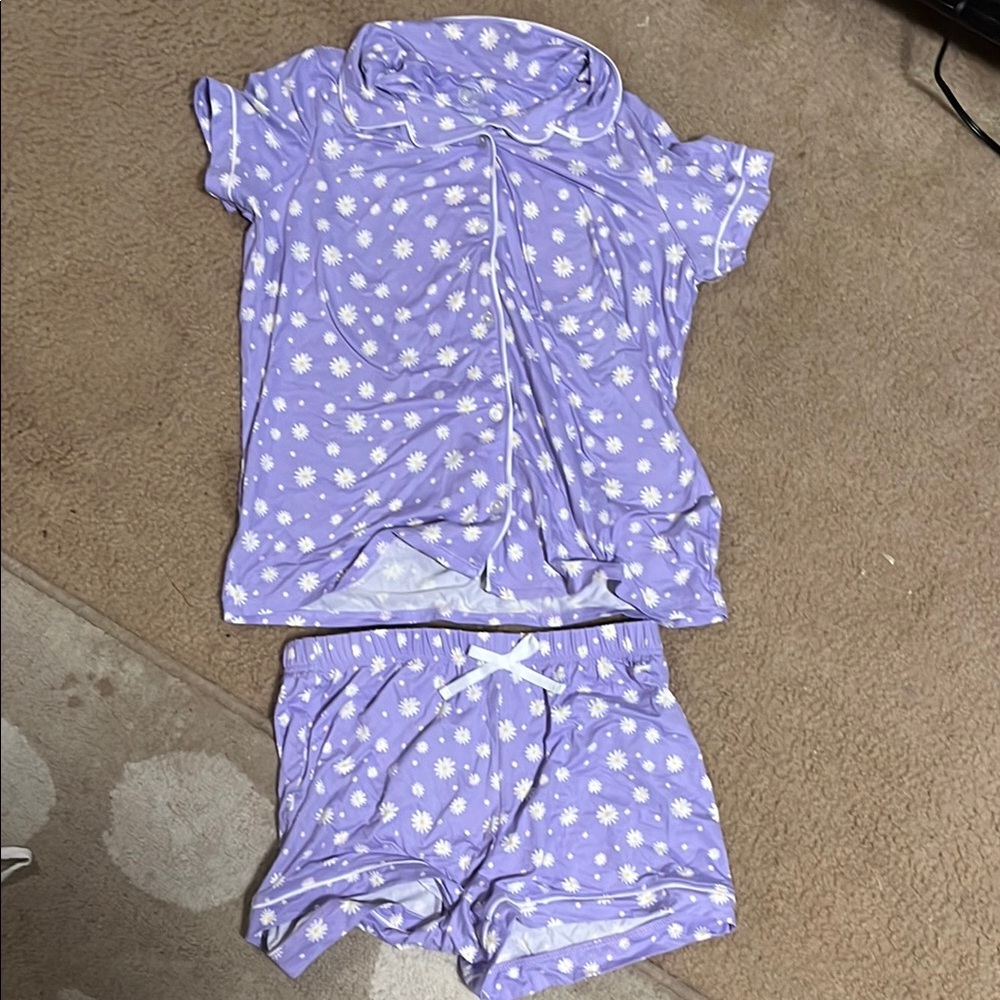 Wonder Nation Purple and White Pajama Set with Playful Polka Dots